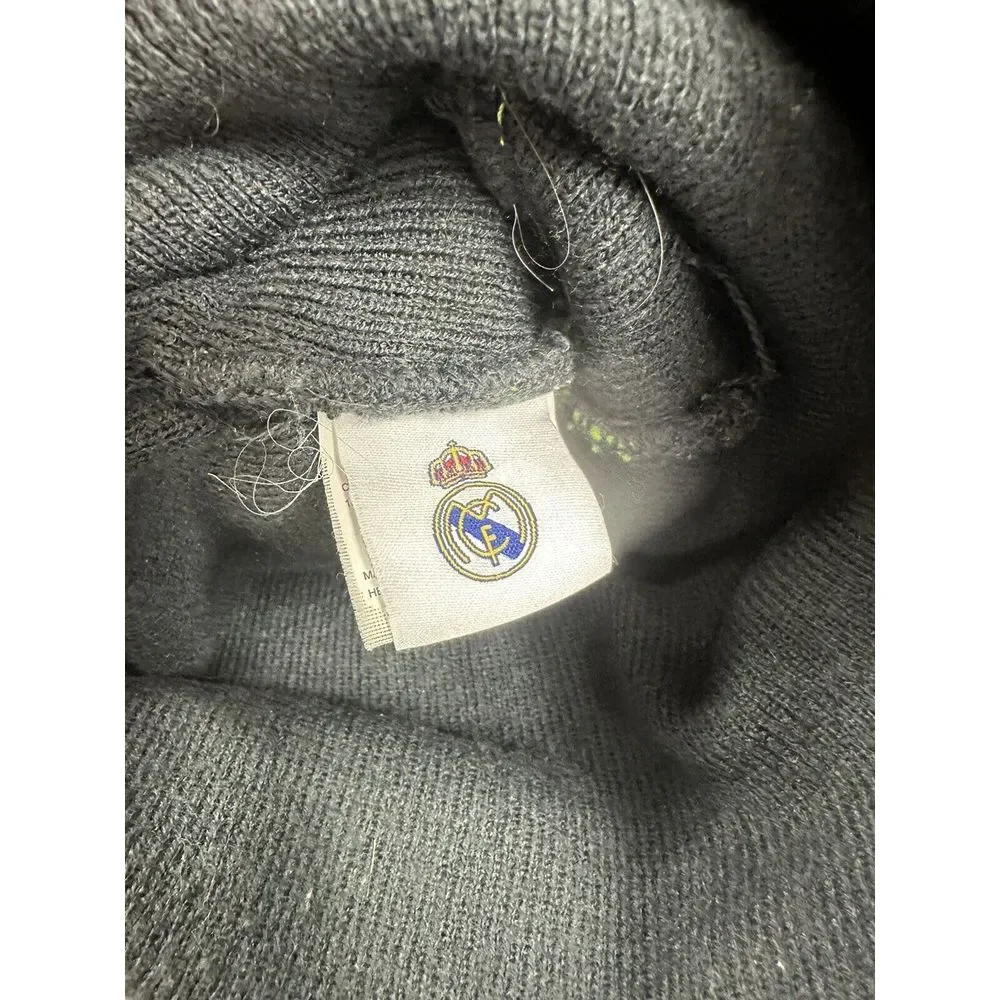 Real Madrid Beanie‎ Soccer Sports POM Cap Hat Gray and Neon Yellow New